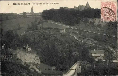 Ak Rochechouart Haute Vienne, Vue prise du Roc-du-Boeuf, Felsen