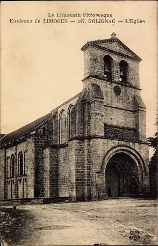 Ak Solignac Haute Vienne, L'Eglise, Kirche, Außenansicht