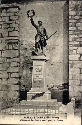 Ak Saint Jean Ligoure Haute Vienne, Monument des Soldats morts pour la France