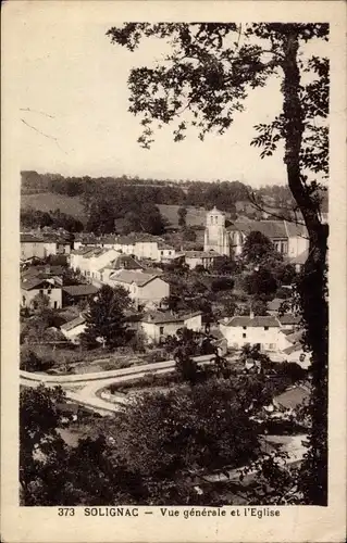 Ak Solignac Haute Vienne, Vue generale et l'Eglise, Ortsansicht, Kirche