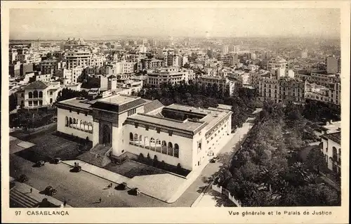 Ak Casablanca Marokko, Vue generale et le Palais de Justice