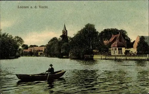 Ak Loenen aan de Vecht Utrecht, Dorfpartie, Ruderboot