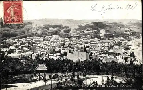 Ak Étretat Seine Maritime, Vue générale prise de la Falaise d'Amont