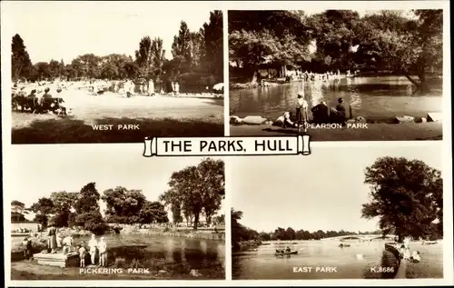 Ak Kingston upon Hull Yorkshire England, Parks, West Park, Pearson Park, Pickering Park, East Park