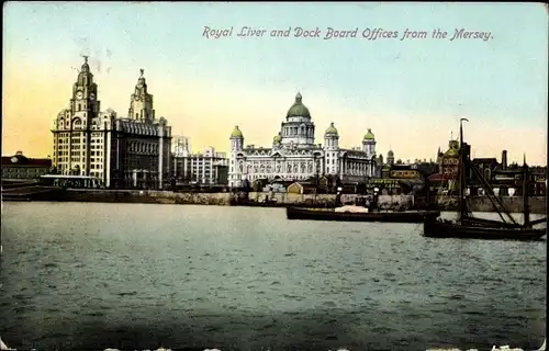 Ak Liverpool North West England, Royal Liver and Dock Board Offices from the Mersey
