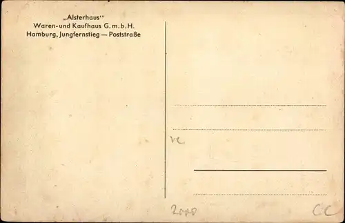 Ak Hamburg Altstadt, Alsterhaus, die Kaufstätte Hamburgs, am Jungfernstieg, Poststraße