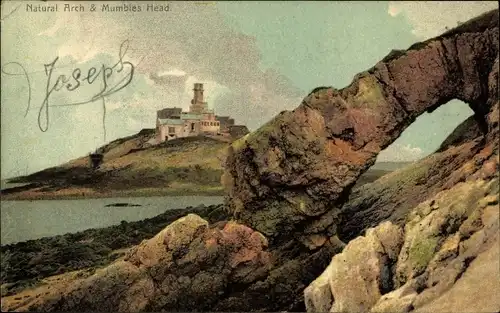 Ak Swansea Wales, Natural Arch and Mumbles Head