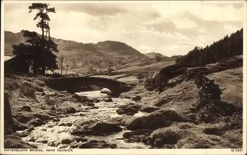 Ak Keswick Cumbria England, Watendlath Bridge