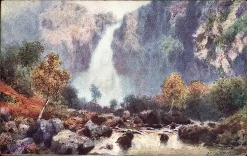 Künstler Ak North Wales, Menai Straits, Aber Falls