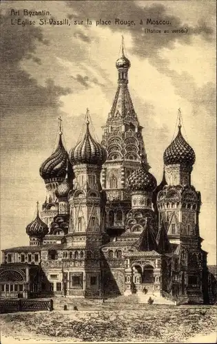 Ak Moskau Russland, Art Byzantin, L'Eglise St-Vassili, sur la place Rouge