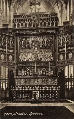 Ak York Yorkshire England, York Minster, Reredos