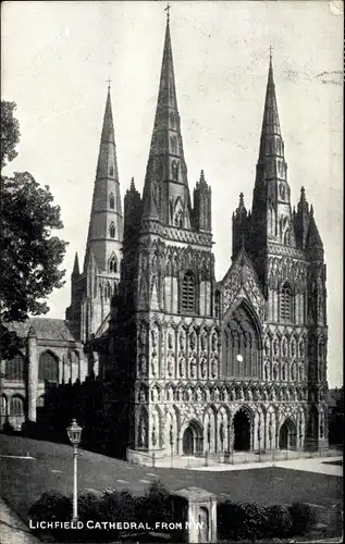 Ak Lichfield West Midlands England, Cathedral from North West
