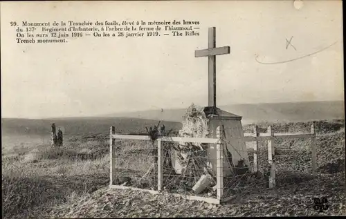 Ak Thiaumont Verdun Meuse, Monument de la Tranchée des fusils, 137e Regiment d'Infanterie