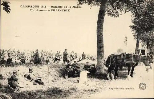 Ak Chaintrix Marne, Bataille de la Marne, Un bivouac