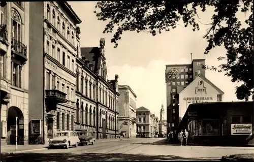 Ak Gera in Thüringen, Postamt, Hochhaus, Straße des 7. Oktober, Sachsenring Trabant