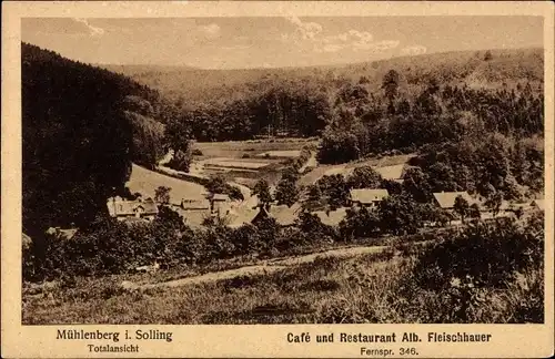 Ak Mühlenberg im Solling Holzminden im Weserbergland, Totalansicht der Ortschaft