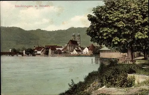 Ak Bad Säckingen am Hochrhein, Panorama, Rhein