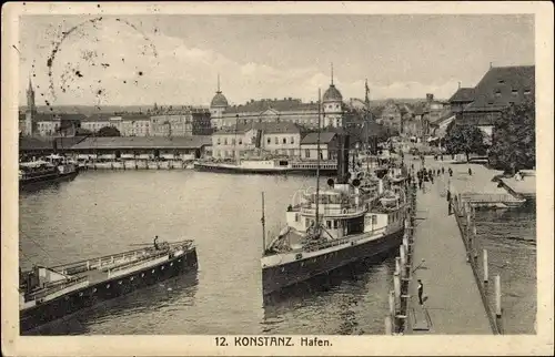 Ak Konstanz am Bodensee, Partie am Hafen, Schiffe