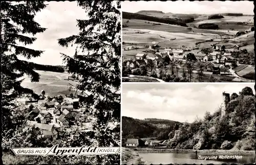 Ak Appenfeld Knüllwald in Hessen, Burgruine Wallenstein, Teilansichten