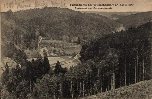 Ak Wünschendorf an der Elster, Fuchsmühle, Restaurant und Gartenwirtschaft