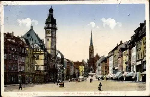 Ak Altenburg in Thüringen, Markt mit Rathaus und Brüderkirche