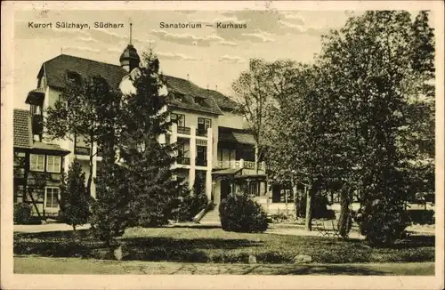 Ak Sülzhayn Ellrich im Südharz, Blick vom Park auf das Sanatorium, Kurhaus