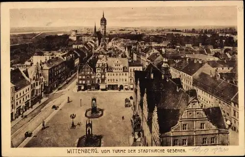 Ak Lutherstadt Wittenberg, Panorama vom Turme der Stadtkirche gesehen