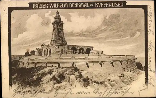 Künstler Ak Jander, Carl, Steinthaleben Kyffhäuserland Thüringen, Kyffhäuser, Kaiser-Wilhelm Denkmal