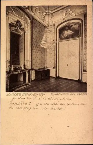Ak Benrath Düsseldorf am Rhein, Schloss Benrath, Schlafzimmer des Kaisers