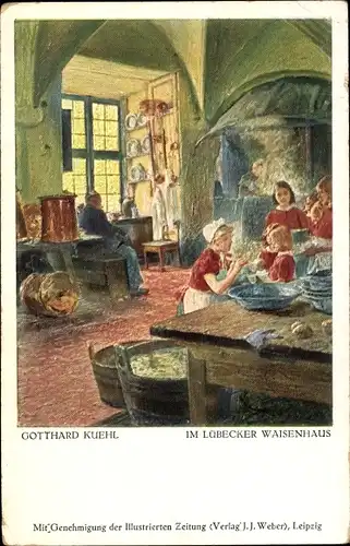 Künstler Ak Kuehl, Gotthard, Lübeck in Schleswig Holstein, Im Lübecker Waisenhaus