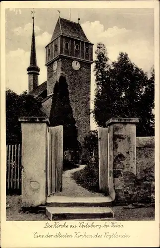 Ak Veitsberg Wünschendorf Elster in Thüringen, Kirche, eine der ältesten Kirchen des Vogtlandes