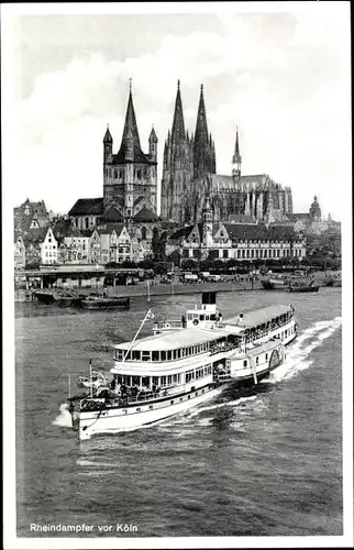 Ak Köln am Rhein, Rheindampfer vor der Stadt, Dom