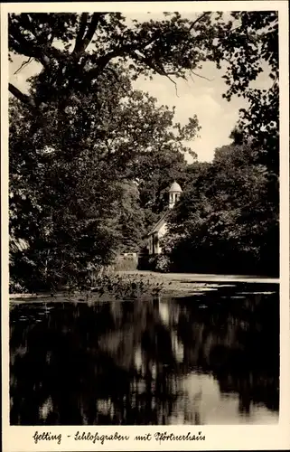 Ak Gelting in Angeln Schleswig Holstein, Schlossgraben mit Pförtnerhaus