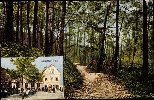 Ak Eutschütz Bannewitz Sachsen, Eutschützer Mühle, Außenansicht, Waldweg