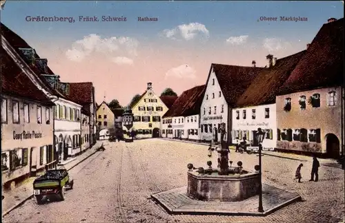 Ak Gräfenberg in Oberfranken, Rathaus, Oberer Marktplatz
