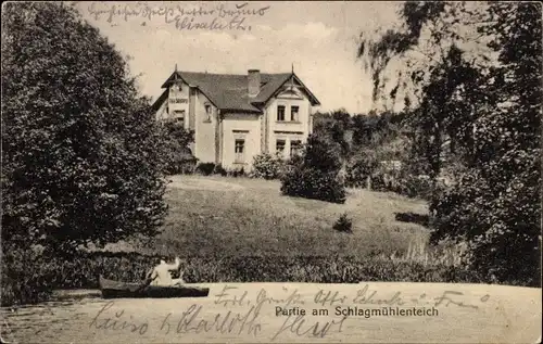 Ak Strausberg in der Mark, Partie am Schlagmühlenteich