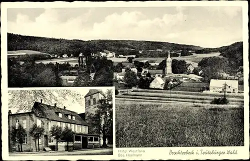 Ak Brochterbeck Tecklenburg in Nordrhein Westfalen, Ortsblick, Hotel Westfalia