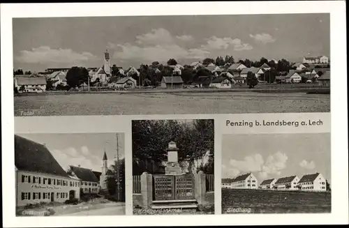 Ak Penzing in Oberbayern, Gesamtansicht, Kriegerdenkmal, Siedlung