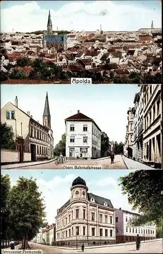Ak Apolda, Obere Bahnhofstraße, Herressener Promenade, Totalansicht