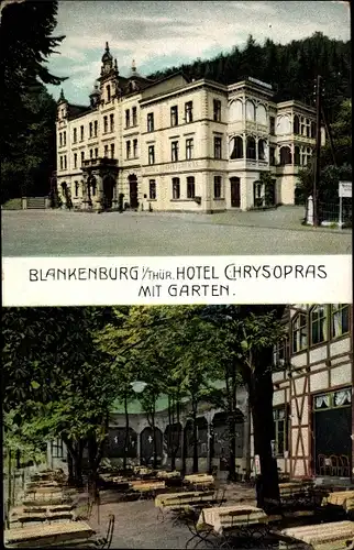 Ak Bad Blankenburg in Thüringen, Hotel Chrysopras mit Garten