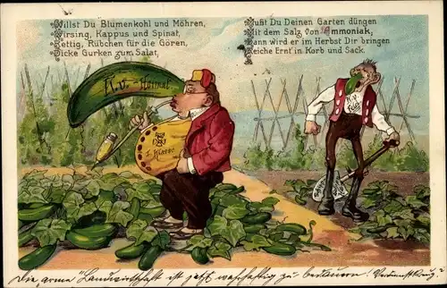 Ak Wanderausstellung d. Dt. Landwirtschaftsgesellschaft in Düsseldorf 1907, Männer mit Gurkennasen