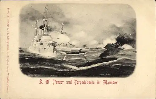 Ak S. M. Panzer und Torpedoboote im Manöver, Kriegsschiff