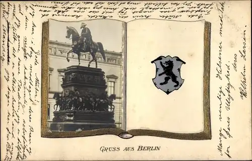 Präge Wappen Ak Berlin Mitte, Reiterstandbild Friedrichs des Großen