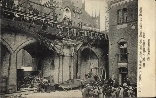 Ak Berlin, Katastrophe auf der Hochbahn 1908, Unglücksstätte