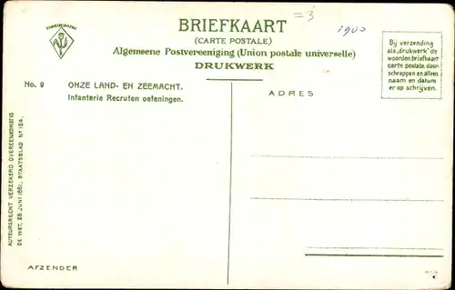 Ak Niederländische Soldaten in Uniformen, Gewehr, In den aanslag