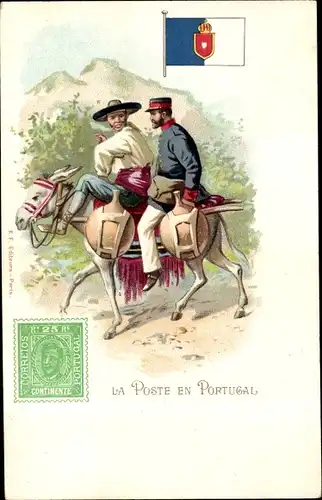 Briefmarken Litho Portugal, La Poste en Portugal, Briefträger, Maultier