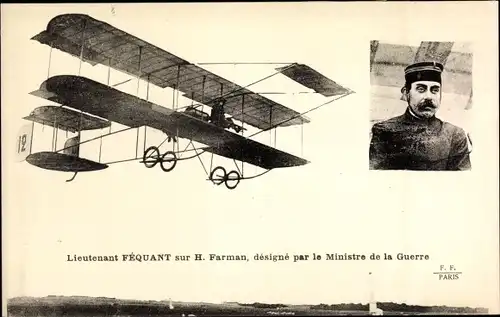 Ak Lieutenant Fequant sur H. Farman, designe par le Ministre de la Guerre