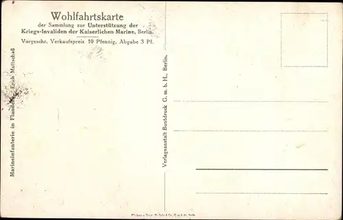 Ak Mattschaß, Erich, Deutsche Marine Infanterie in Flandern, Schlachtszene, I. WK