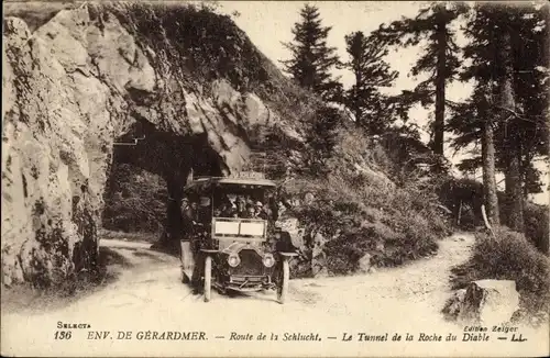 Ak Gérardmer Lothringen Vosges, Route de la Schlucht, le Tunnel de la Roche du Diable