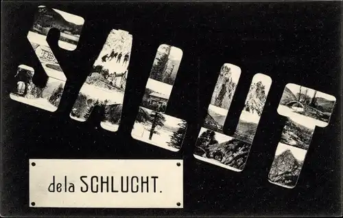 Buchstaben Ak Col de la Schlucht Vosges, Felspartie, Brücke, Wald